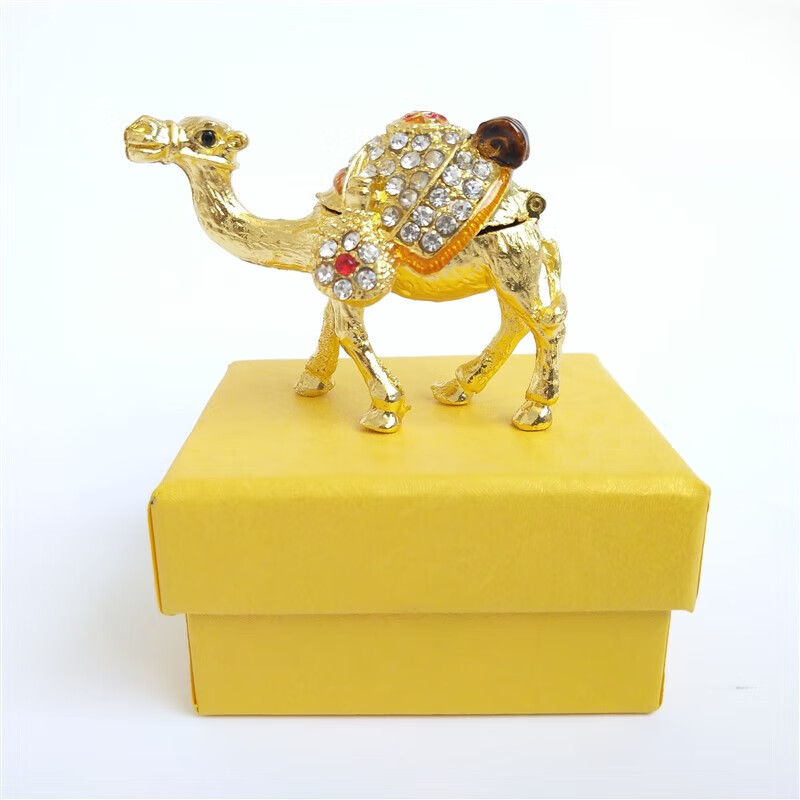 敦煌特色合金镶钻小骆驼新疆工艺品摆件三色骆驼 金色小号一只