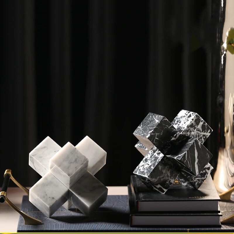 忆往昔北欧大理石十字架摆件书房办公室桌面摆设现代客厅卧室家居装饰