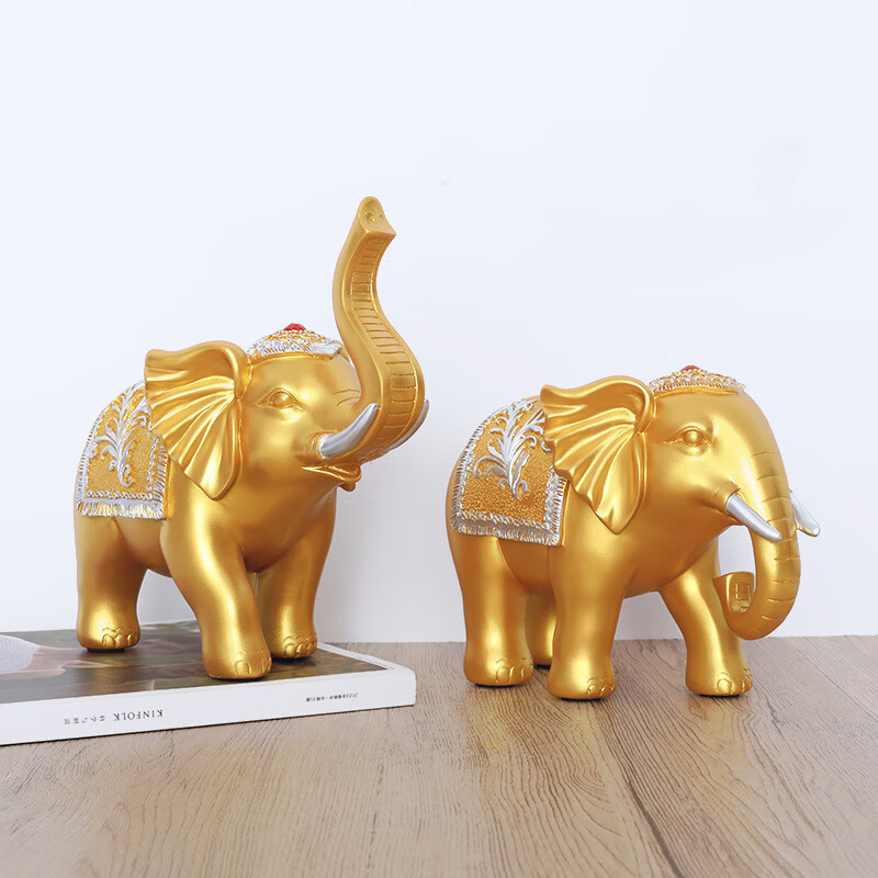 东方美学招财大象小摆件一对创意家居客厅酒柜装饰品办公室桌面玄