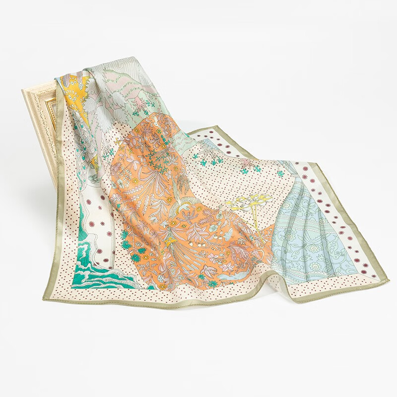 达芬奇密码 真丝小方巾女春秋韩国时尚百搭围巾桑蚕丝丝巾搭西装领巾 放声篙歌 粉桔