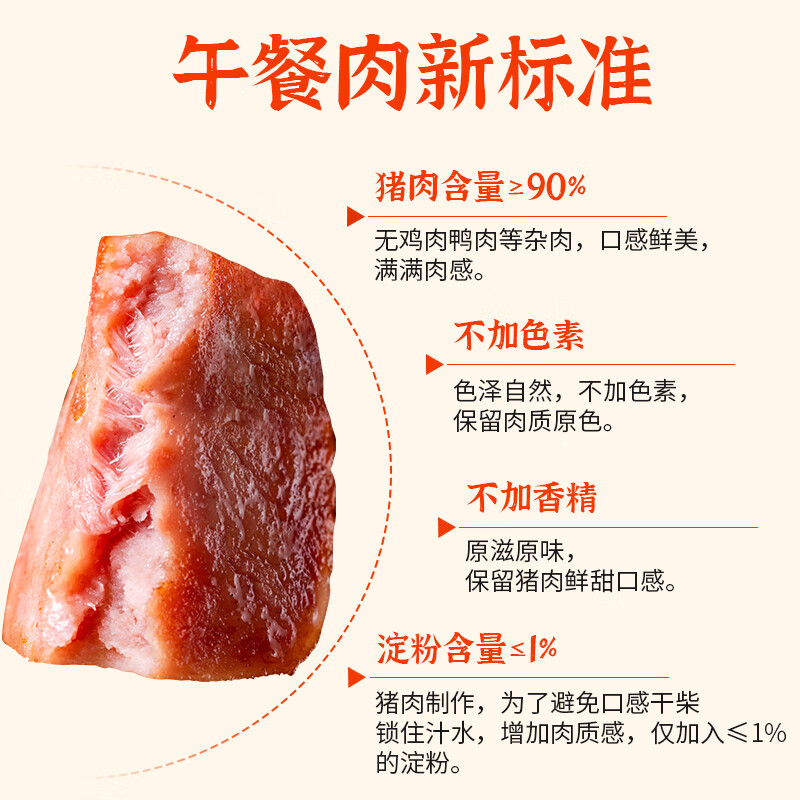 源之香午餐肉片装开袋即食猪肉儿童早餐火腿片肉罐头休闲零食独立包装 黑椒味午餐肉300g*3盒【共30片】