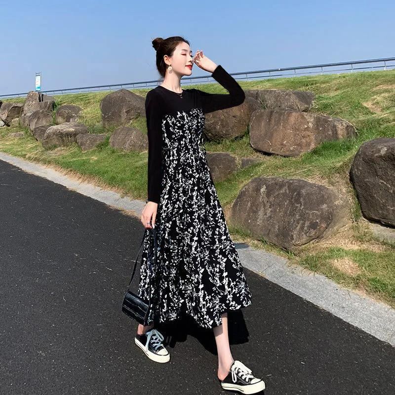 fan)长款连衣裙到脚踝高档高个子长裙过脚踝长袖连衣裙女春秋装新款赫