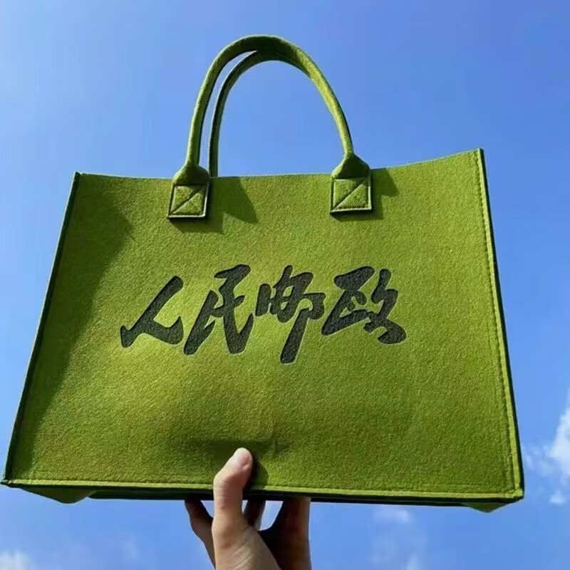 袋包包帆布小号大容量中国毛毡大绿色邮差包女 邮政大号(40*30*15)