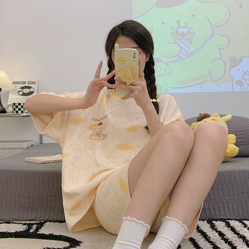 婧麒月子服夏薄款产后短袖孕妇睡衣夏季产妇家居服套装可外穿 淡