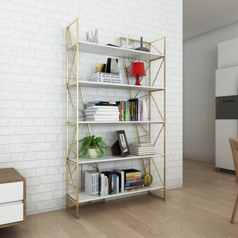 科尔多落地书架靠墙金属色学生铁艺客厅装饰家用成品置物柜创意艺术