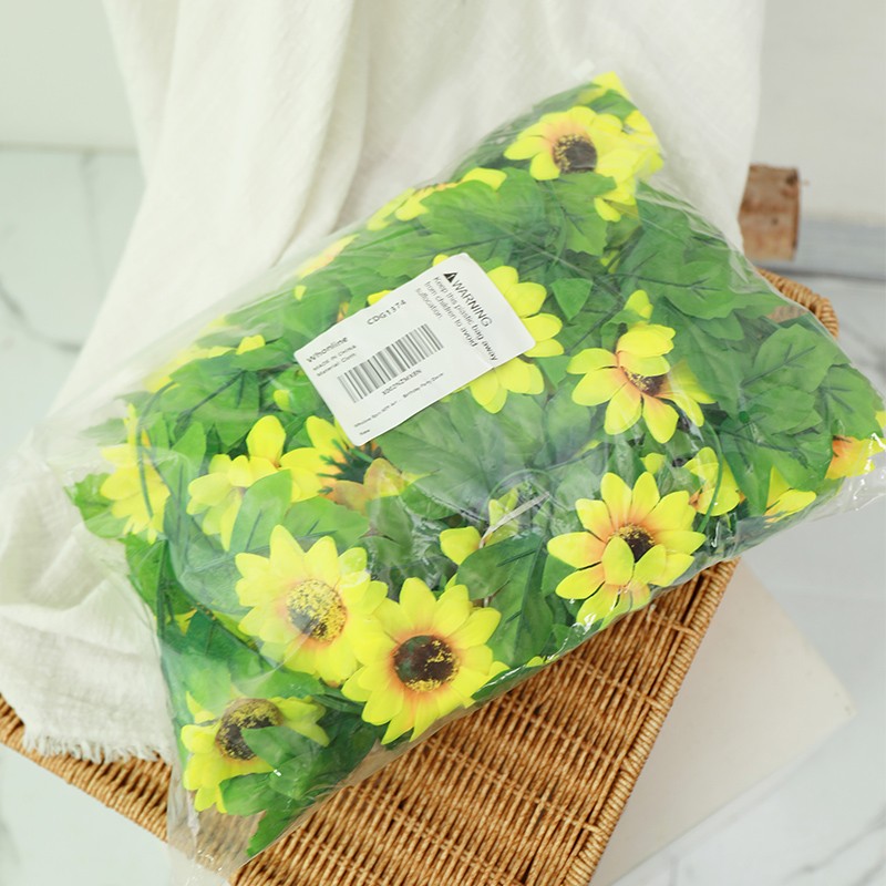 花假花吊顶墙面空调管装饰塑料花花藤仿生遮丑绿叶藤蔓 8条装向日葵