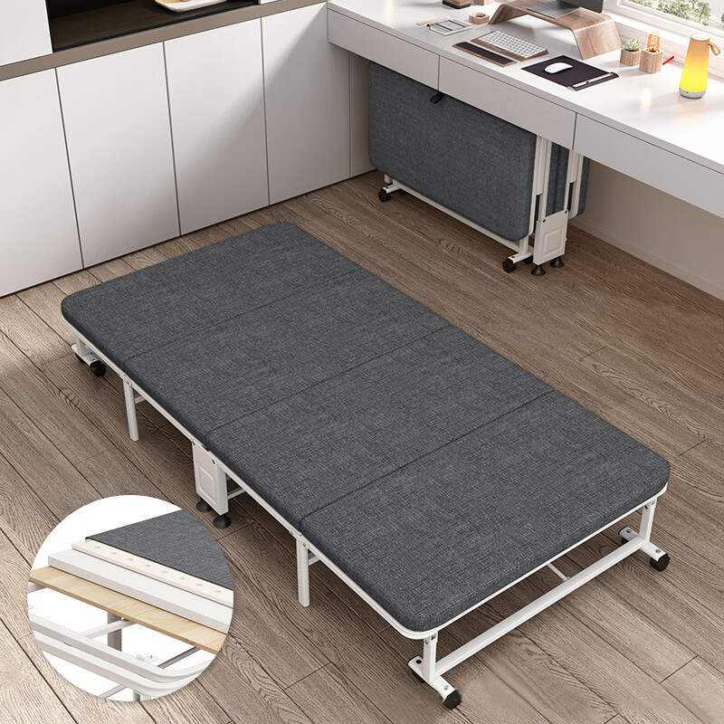 时通 【无靠背乳胶款】灰色190*28*100cm宽 办公室躺椅床四折折叠床