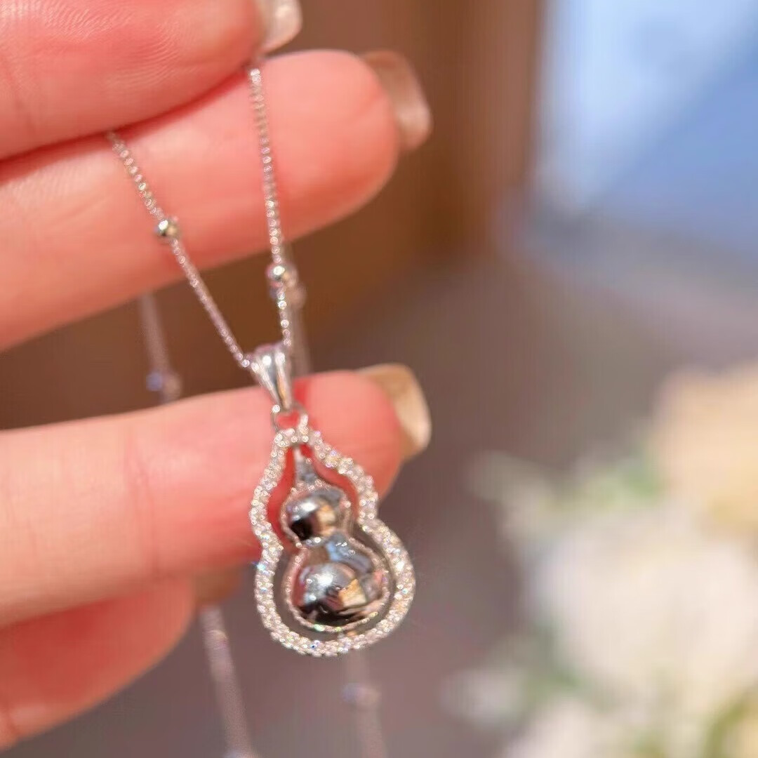 葫芦项链爆闪转动吊坠气质百搭配饰时尚送女友闺蜜礼物 银色葫芦项链