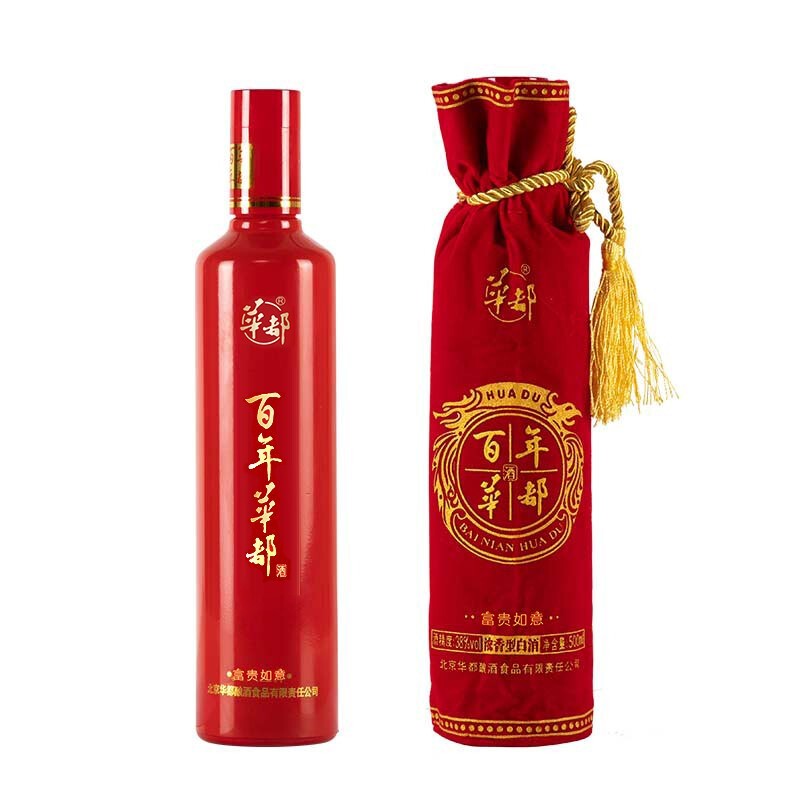 北京特产 二锅头白酒 百年华都 富贵如意 38度浓香型白酒 500ml 单