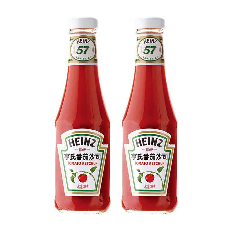 亨氏(Heinz) 番茄酱 番茄沙司 意面酱薯条蘸酱 300g*2瓶 卡夫亨氏出品