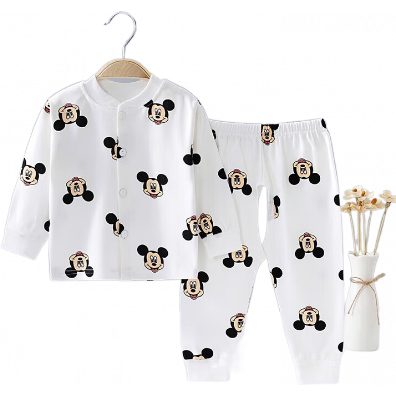 G.DUCKKIDS嬰兒純棉內(nèi)衣套裝春秋男女寶寶秋衣秋褲開衫兒童衣服睡衣家居服冬 開襠米奇立領(lǐng)套 100cm（18-24個月，建議26-32斤