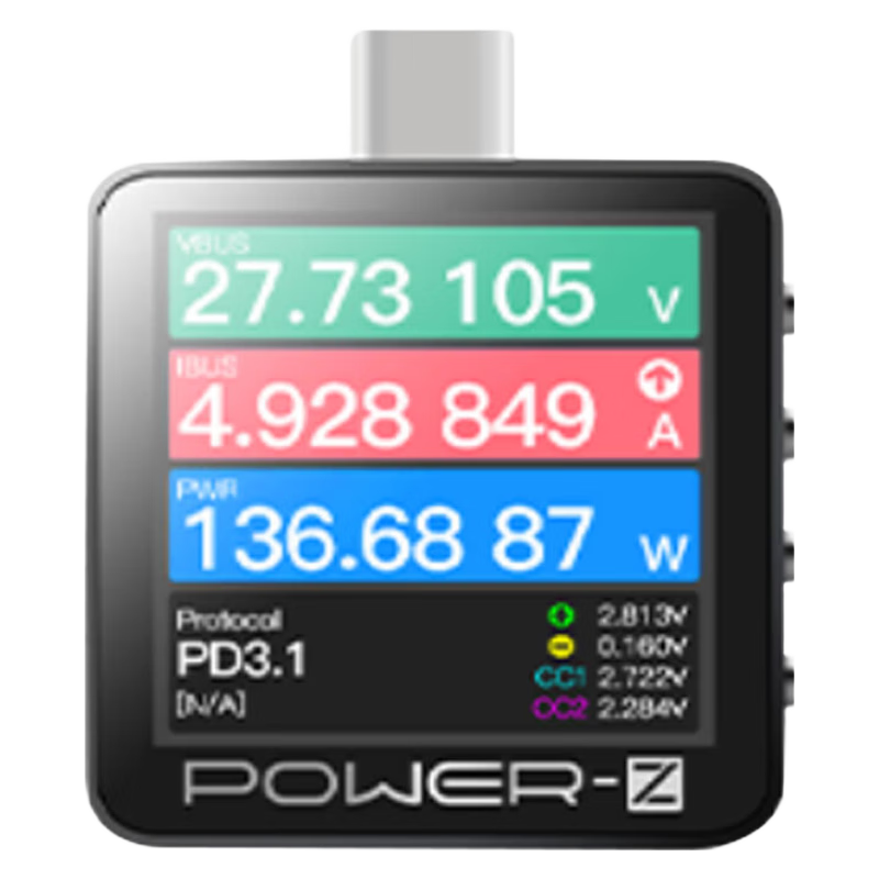 炬为POWER-Z 240W PD3.1、usb测试仪Type-c电压电流表KM003C 纹波检测 Km003C主机+电脑联机线