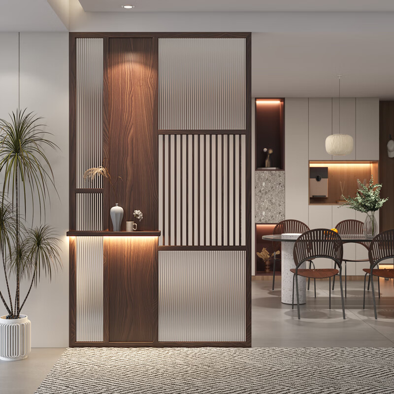 豪有范 长虹玻璃隔断屏风墙遮挡客厅进门入户正对大门现代简约实木