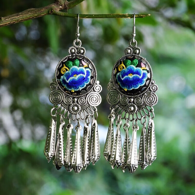 托托贴贴 苗族银饰 民族风苗银饰品耳饰女士中国风文艺sn5957 款二