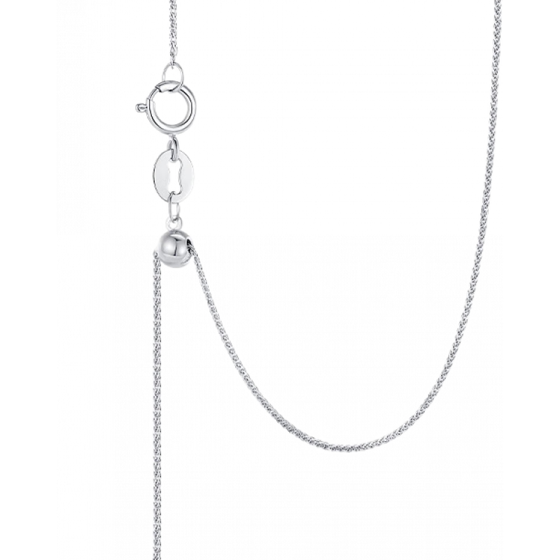 周大生18K金項鏈素鏈女黃金色肖邦鏈玫瑰金鎖骨鏈送女友送媽媽生日禮 肖邦鏈 白18K金（約47cm）