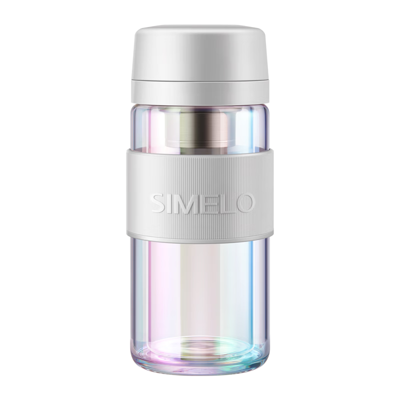 SIMELO 雙層玻璃杯保溫杯茶水分離杯泡茶杯清朗鈦濾水杯子禮物300ml清風(fēng)