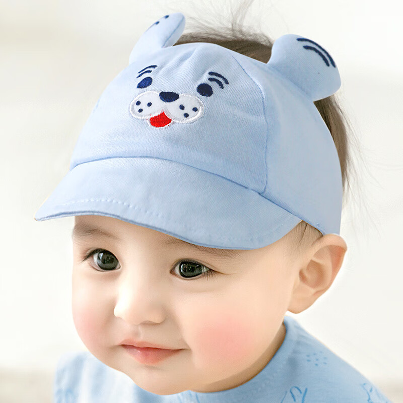 忻悦晴婴儿帽子夏季薄款囟门帽0-7月新生儿胎帽护卤门男女宝宝空顶凉帽 蓝色 帽围36-44cm/适合0-7个月