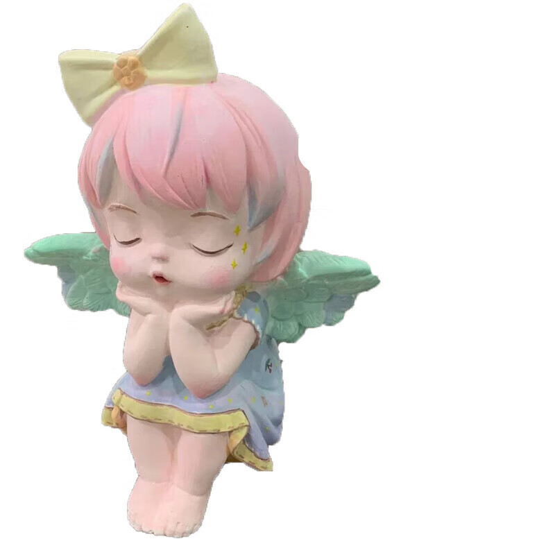 彩绘非石膏娃娃儿童diy手工涂色白胚涂鸦搪胶玩具存钱罐 8色f260天使