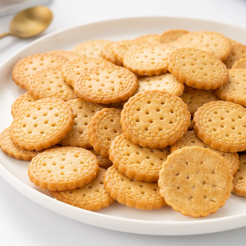 惠寻日式小圆饼海盐味饼干奶盐味零食小吃休闲食品 小圆饼干共300g（100g3包）