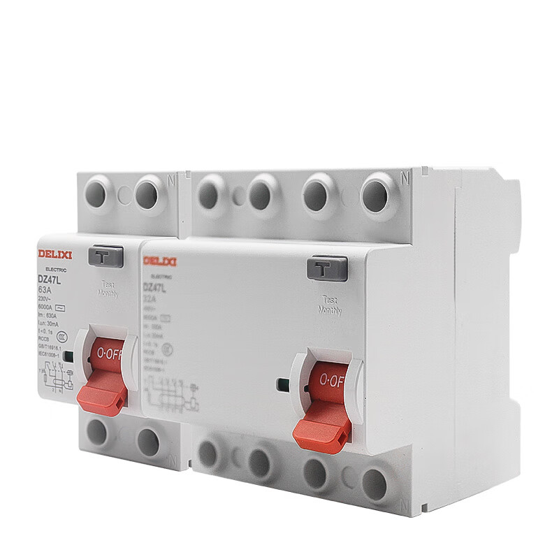 粟慄dz47l电磁式63a家用漏电保护器2p单相4p三相四线32a断路器 100a