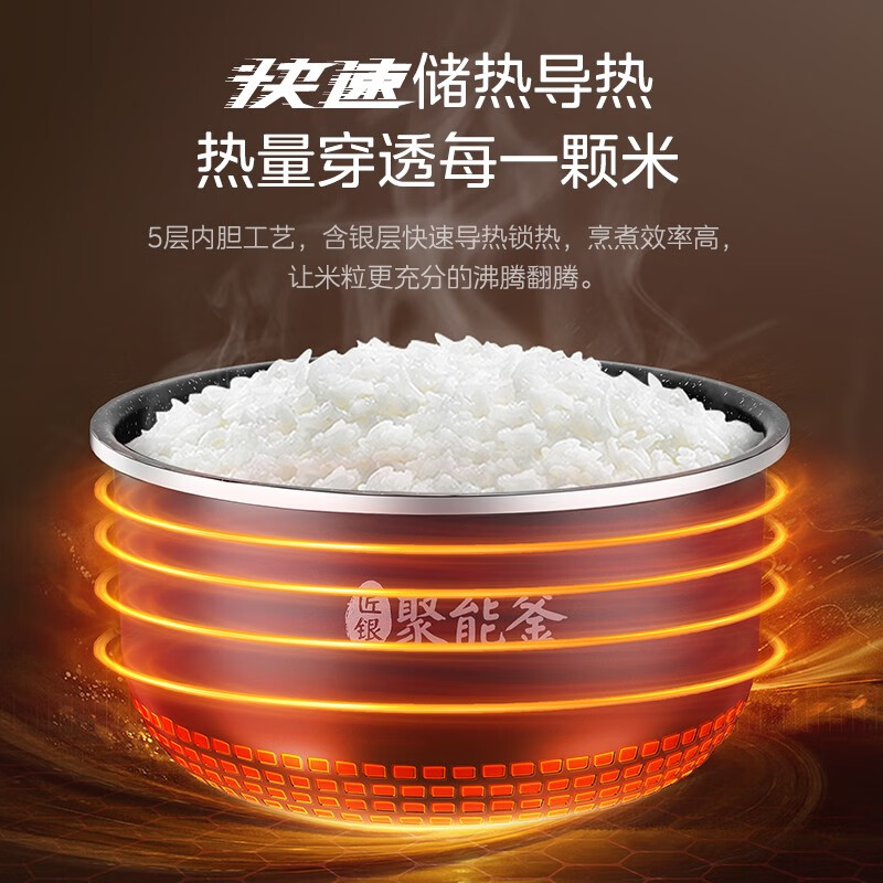 美的(Midea)飞快系列 智能电饭煲电饭锅家用4L聚能釜冷风破泡防溢快蒸煮多功能蒸煮米饭锅40Q1-401J(3-8人)