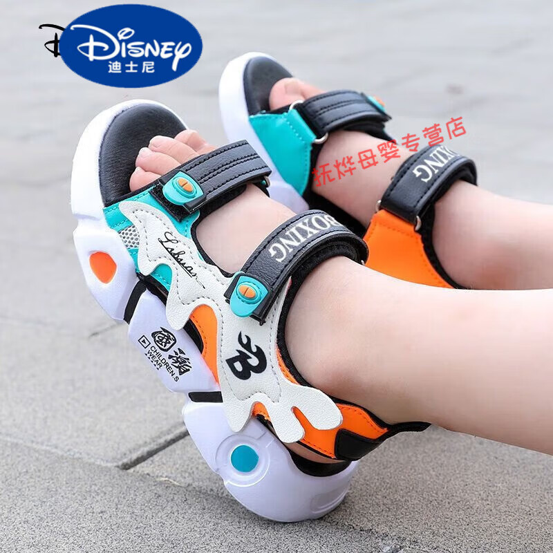 迪士尼（DISNEY）男童凉鞋2023夏季新款时尚中大童男孩沙滩鞋韩版百搭软底儿童鞋子 29_内长18cm高性价比高么？