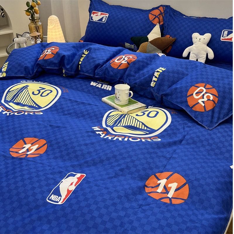 晶览四件套学生宿舍男生篮球库里勇士球迷床单被套被罩四件套四季通用 金州勇士-客 1.2米三件套(宿舍床)