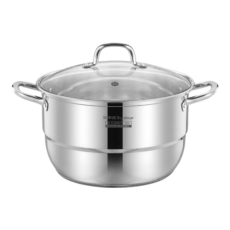 荣事达（Royalstar）蒸锅304加厚不锈钢家用双层复底汤锅蒸鱼锅蒸笼锅电磁炉燃气通用 【304不锈钢蒸锅】双层 30cm