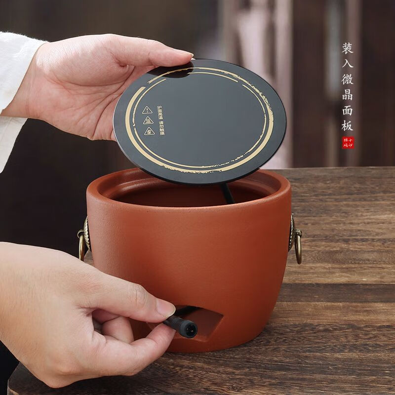 棉小城潮汕红泥小火炉炭炉碳电两用复古工夫老式户外茶炉宫灯砂铫壶煮茶 800W微晶电板【直径13.5cm】