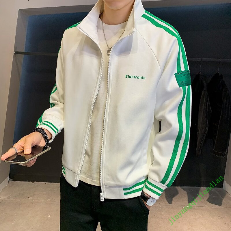 棒球服男夏季薄款夹克男针织上衣2022春季新款韩版条纹立领潮流帅气