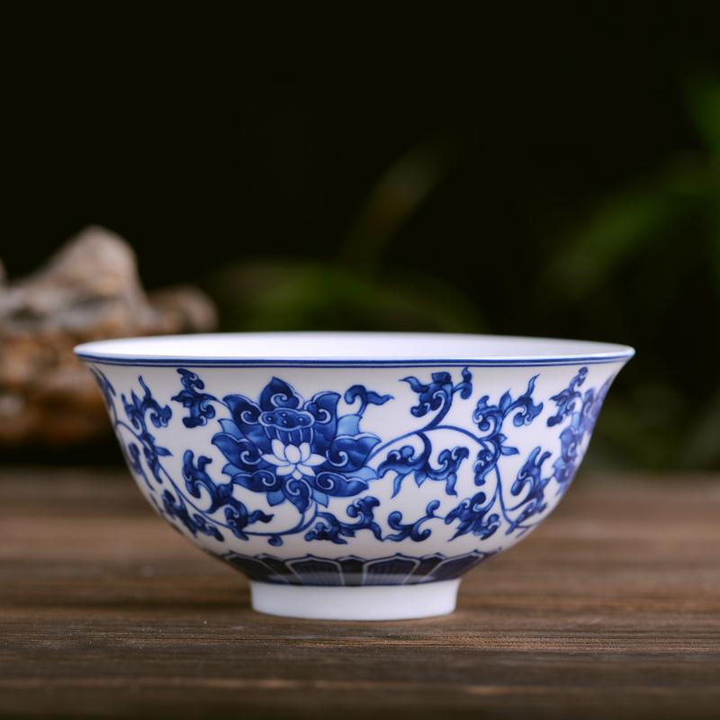 青花瓷碗5英寸陶瓷碗釉中彩餐具米饭碗景德镇瓷面碗汤碗饭碗盘 青花