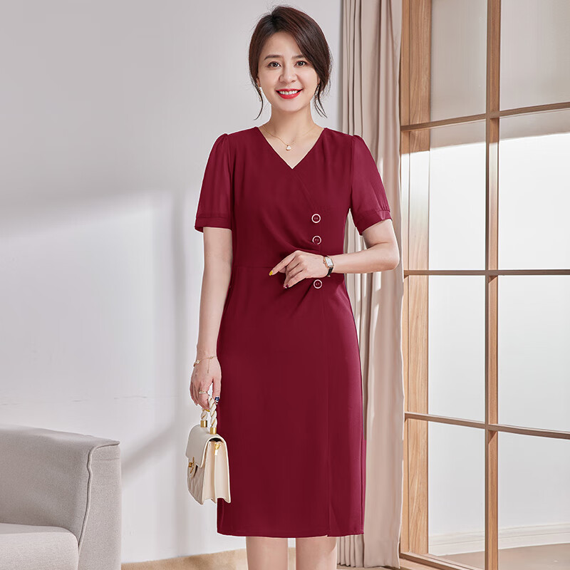 正咖喜婆婆夏季婚礼礼服加肥加大妈妈夏装洋气连衣裙新款婚宴装中老年