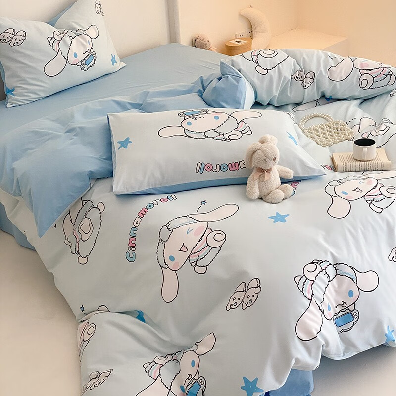 Disney床上四件套纯棉100%纯棉卡通学生宿舍家用单双人全棉床单被套被罩 玉桂狗 1.5-2m床单款（被套2*2.3m）