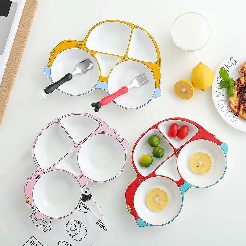 儿童餐盘子菜盘盘子 蓝色汽车盘 单盘