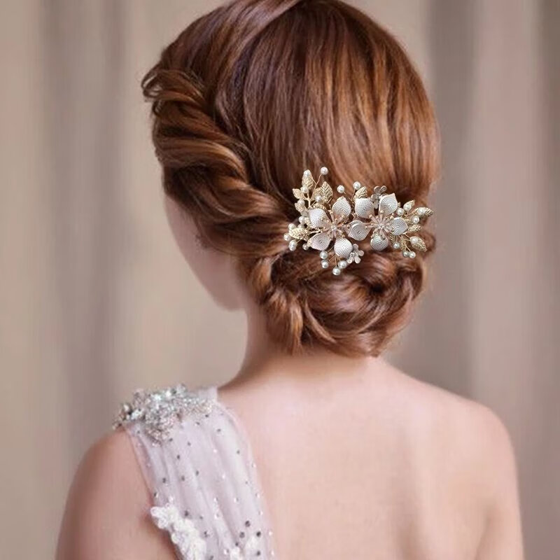 铭闽喜婆婆头花头饰婆婆婚礼结婚喜妈妈婚宴盘头盘发发饰红色喜庆发梳