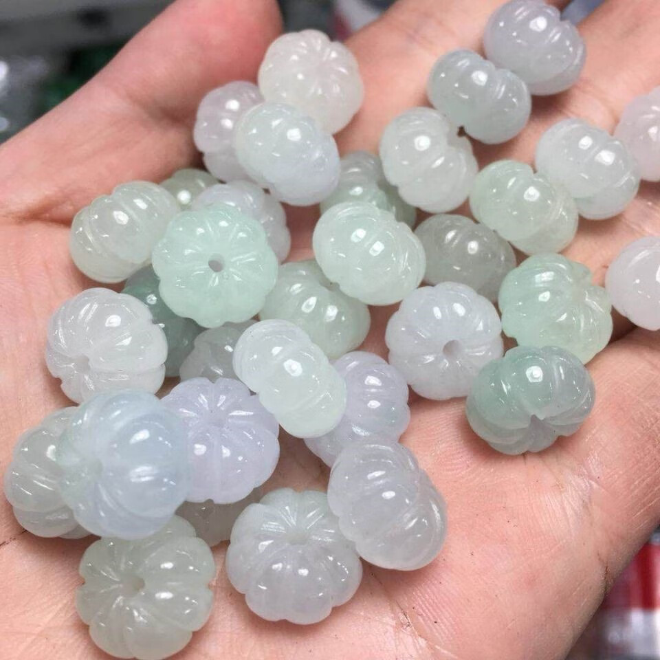 瑾然翡翠散珠子南瓜珠冰种珠子 diy手工编制手链手串毛衣链男女款饰品