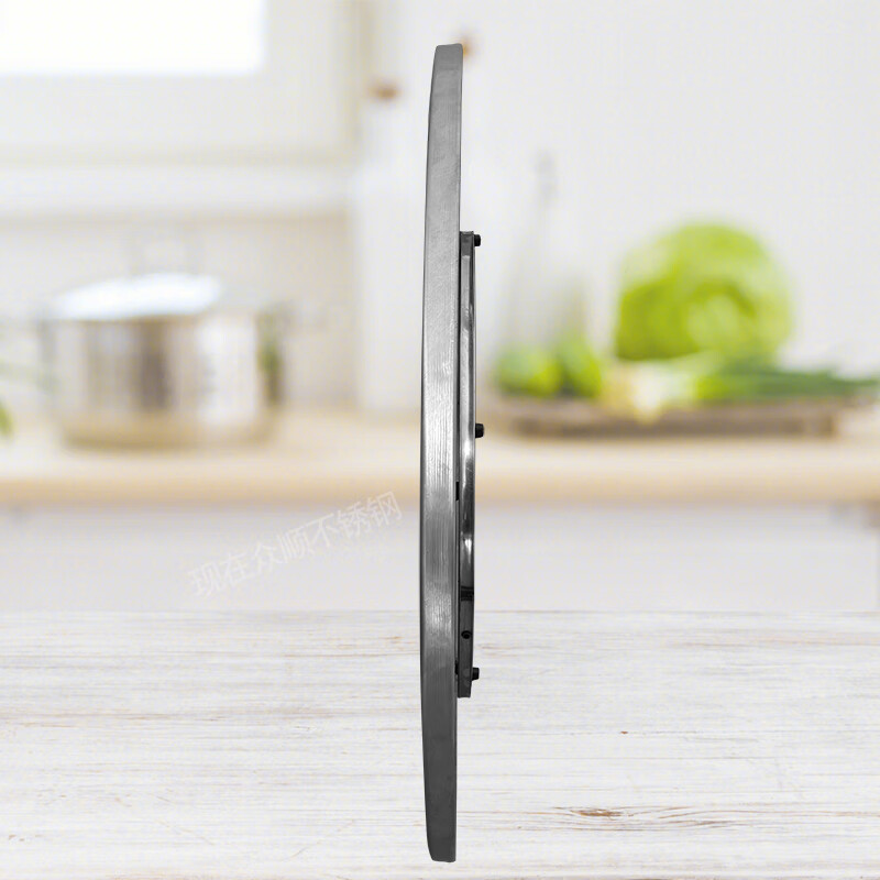 现在不锈钢转盘旋转餐桌圆转盘带底座圆台面防滑防侧翻桌面转盘 80CM直径（转盘）拉丝加厚款