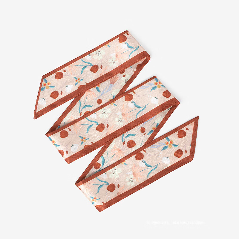 丝巾女甜美花卉小长条女细窄绑包包飘带扎头发发带腰带 手绘小红花 超