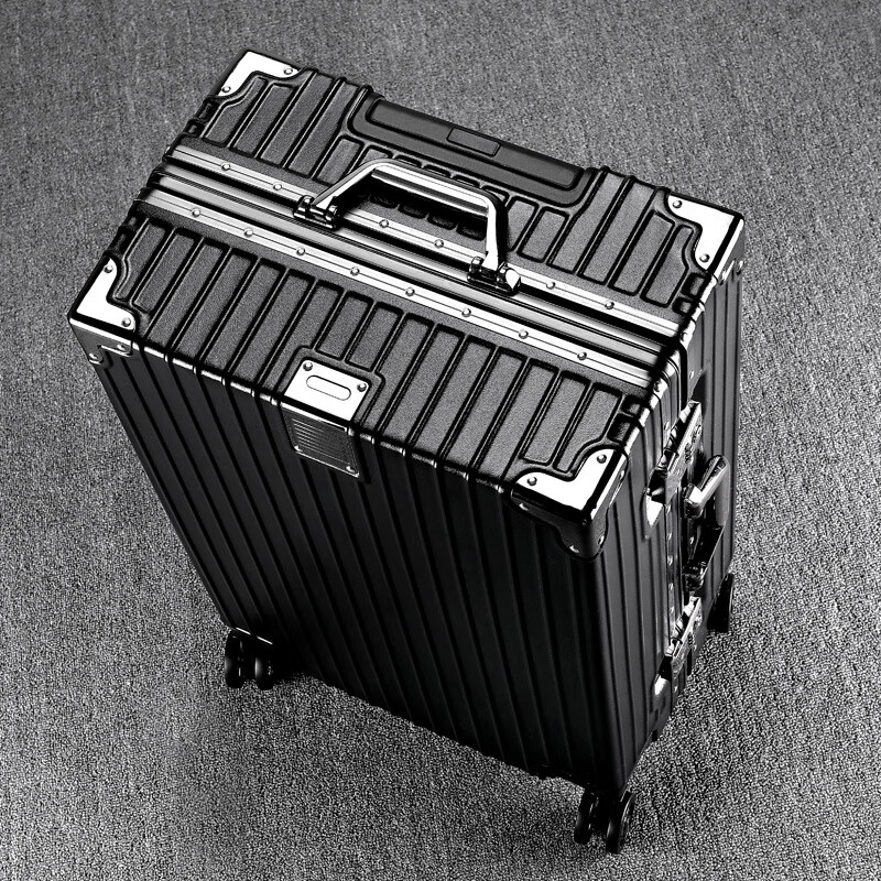 极为拉杆箱男潮流耐磨商务24英寸旅行箱大容量行李箱结实密码箱女皮箱 黑色