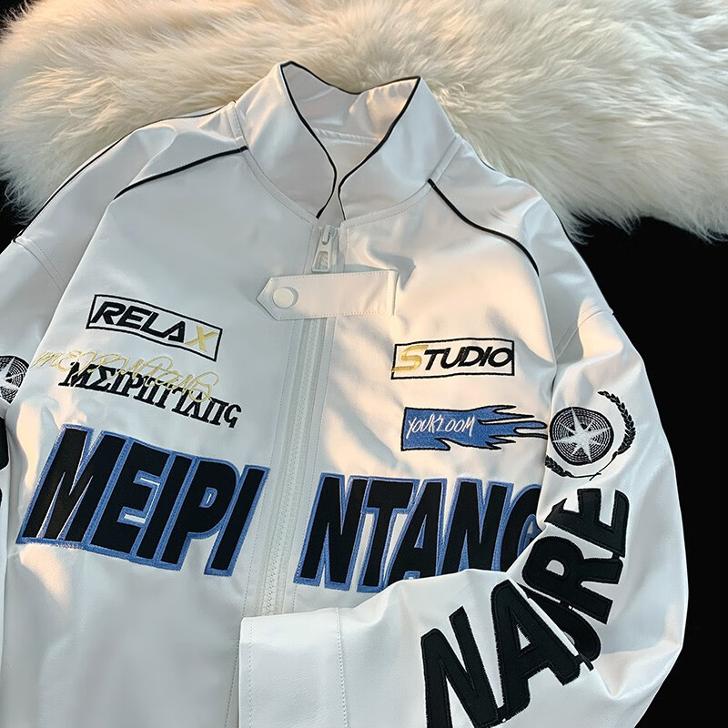 迪伽达夹克男装联名秋冬新款潮牌美式pu皮飞行员机车服宽松刺绣外套男士 THFS-Z23黑色 XL 【推荐体重150-170斤】