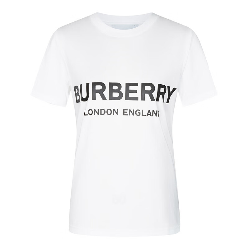 博柏利 BURBERRY 女士白色棉质正面徽标英文字母图案T恤 80088941 XS