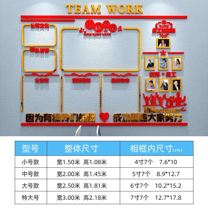 公司企业文化照片墙 公告栏团队风采展示文化墙员工照片墙公司企业