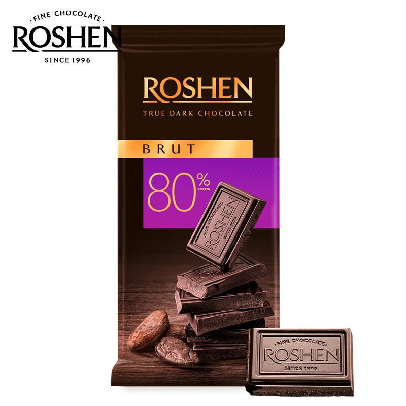如胜 乌克兰 roshen 80%黑巧克力板块情人节生日送男友送女友爱心礼物