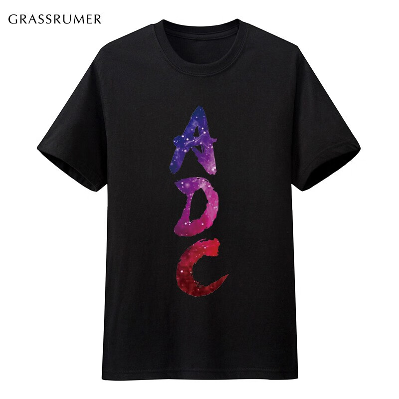 夏装青少年LOL短袖LOL周边开黑王者BF荣耀风t恤男兄弟装大码 ADC 黑色 XS（80斤到110斤）
