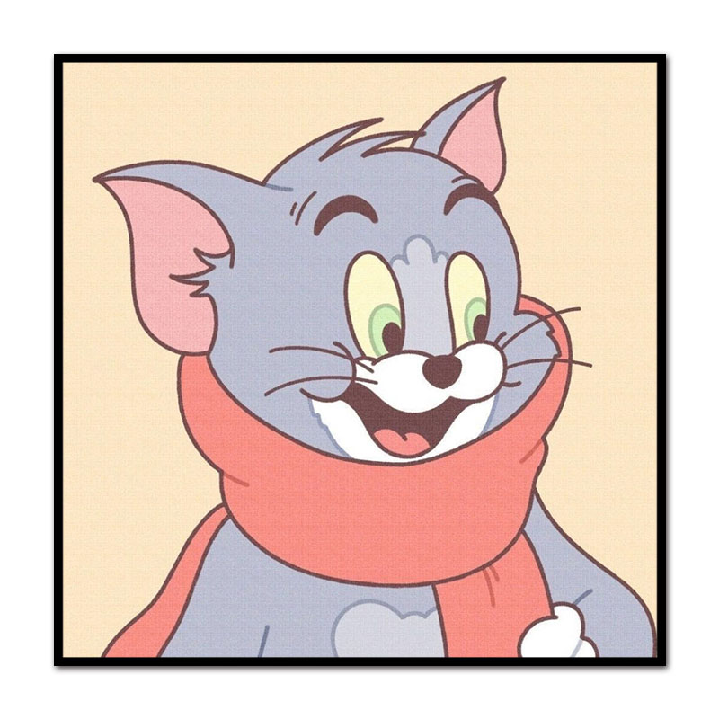家居 大芬村油画汤姆杰瑞猫和老鼠卡通自己手绘填色diy数字油画丙烯