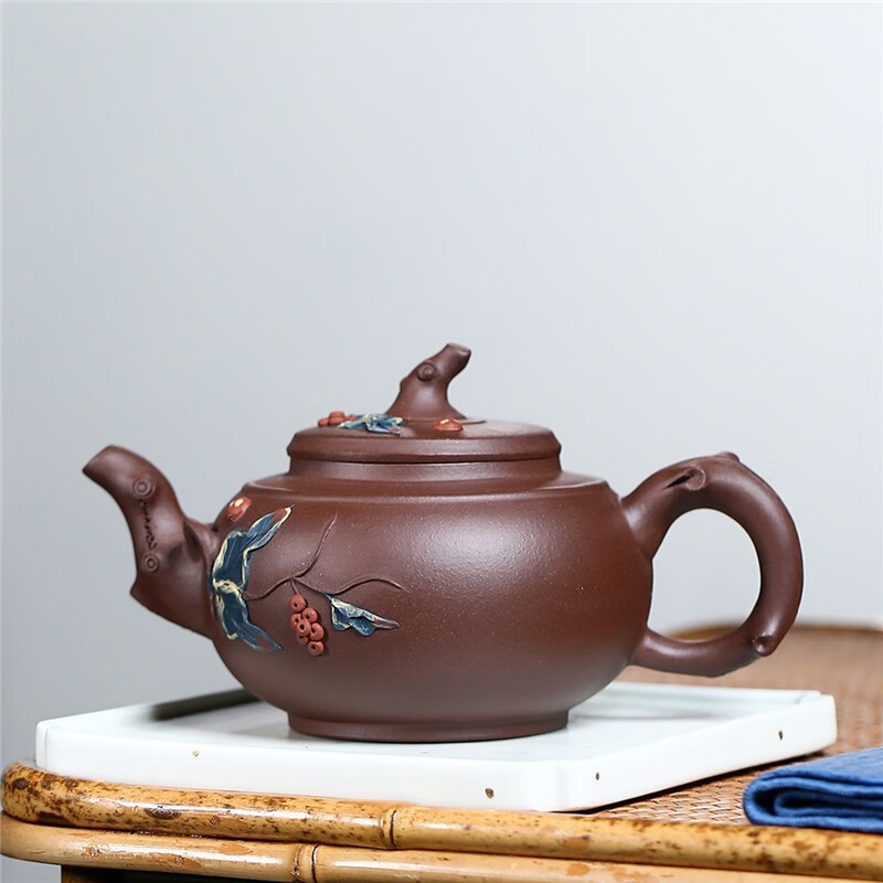宜兴紫砂壶名家吴俊全手工原矿紫泥硕果累累泡茶壶大容量茶具430c 430