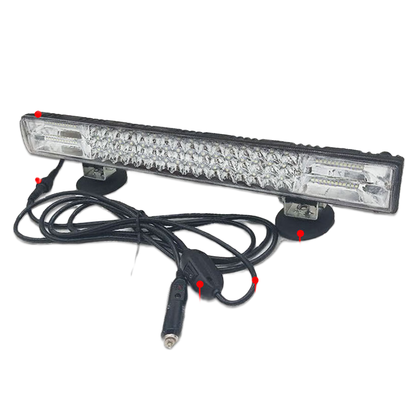 FANCYCHIC長條燈led汽車射燈12v24v大燈貨車射燈杠燈中網(wǎng)爆閃燈收割強(qiáng)光 324瓦65公分白光 燈+強(qiáng)磁底座+螺絲支架+3米點(diǎn)煙器線組