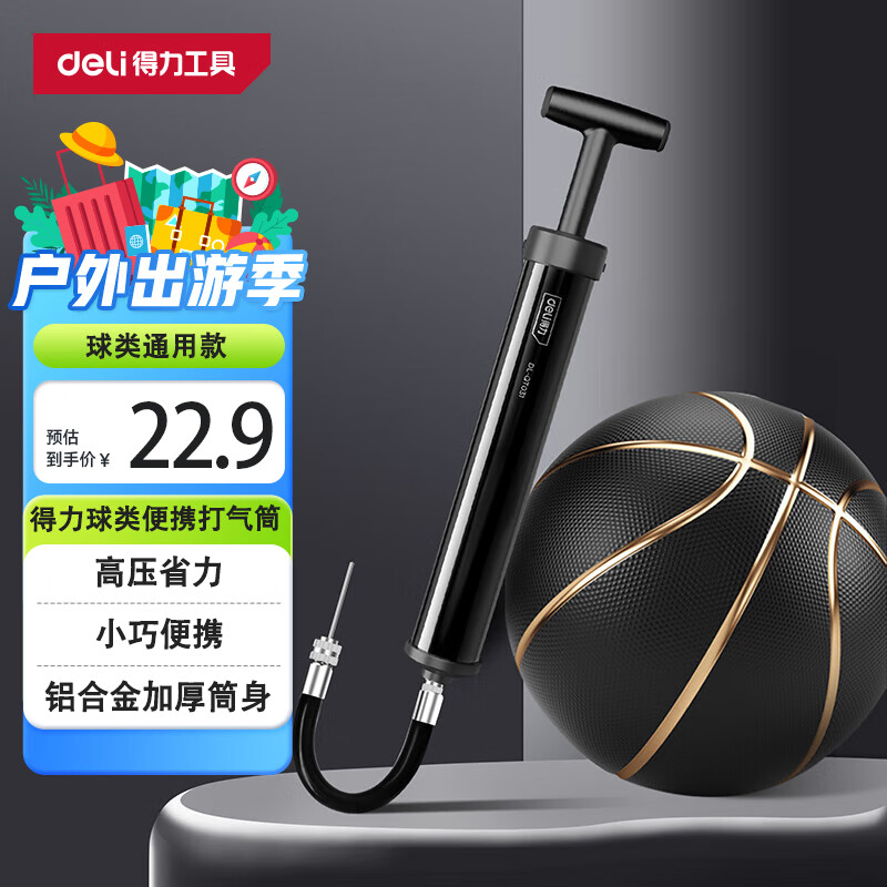 得力（deli）篮球打气筒足球排球气针气球便携式通用游泳圈充气DL-QT031