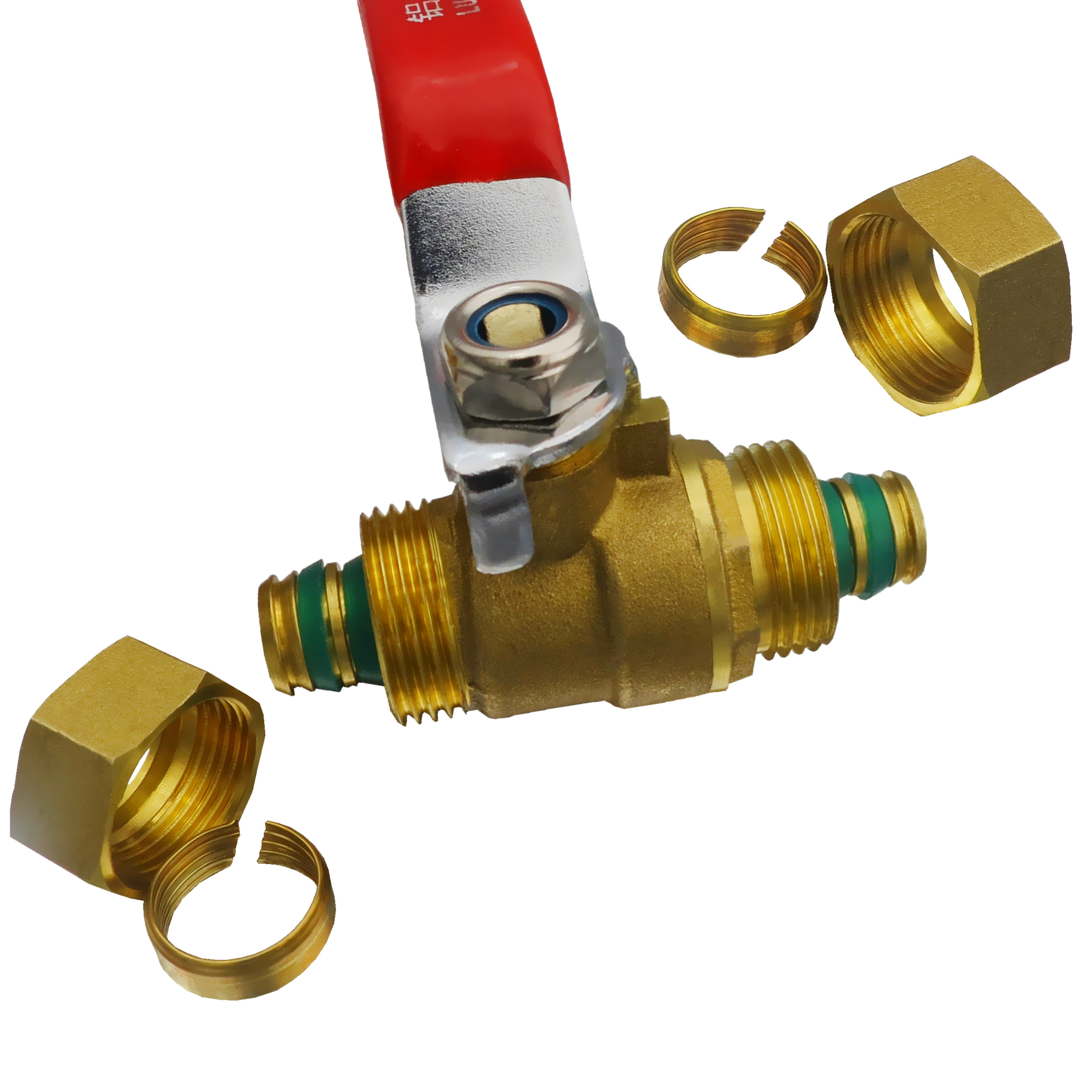 abdt黛惑铝塑管球阀4分铜阀门四分1216太阳能地暖管专用25卡套式6分水