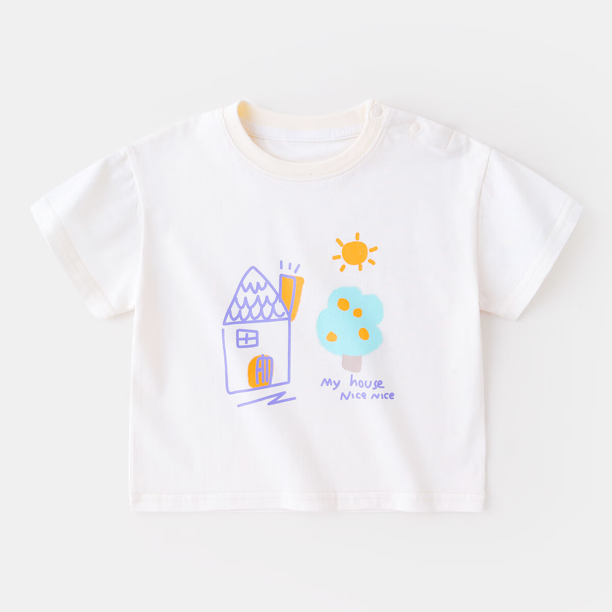 刘潮布宝宝t恤儿童夏季宽松透气短袖男 白色 90cm